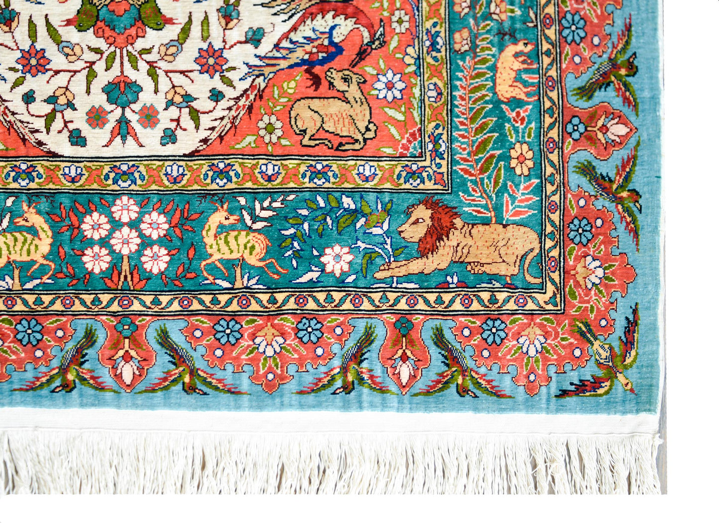 Vintage Chinese Silk Rug For Sale