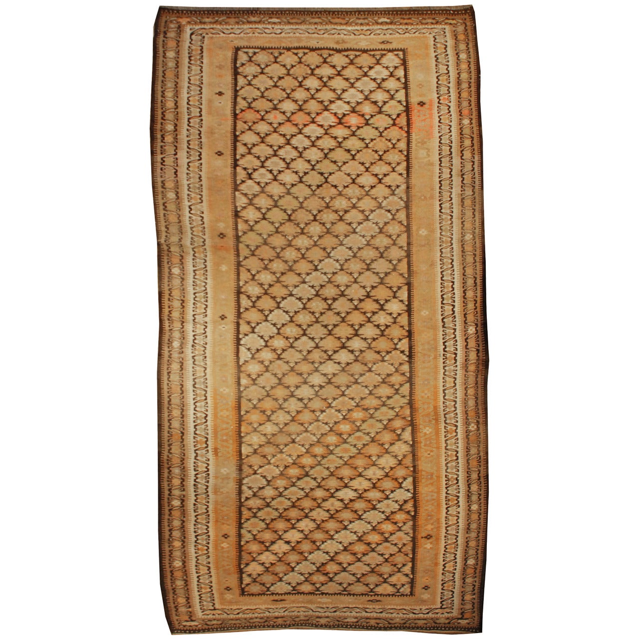 Early 20th Century Qazvin Kilim Runner For Sale
