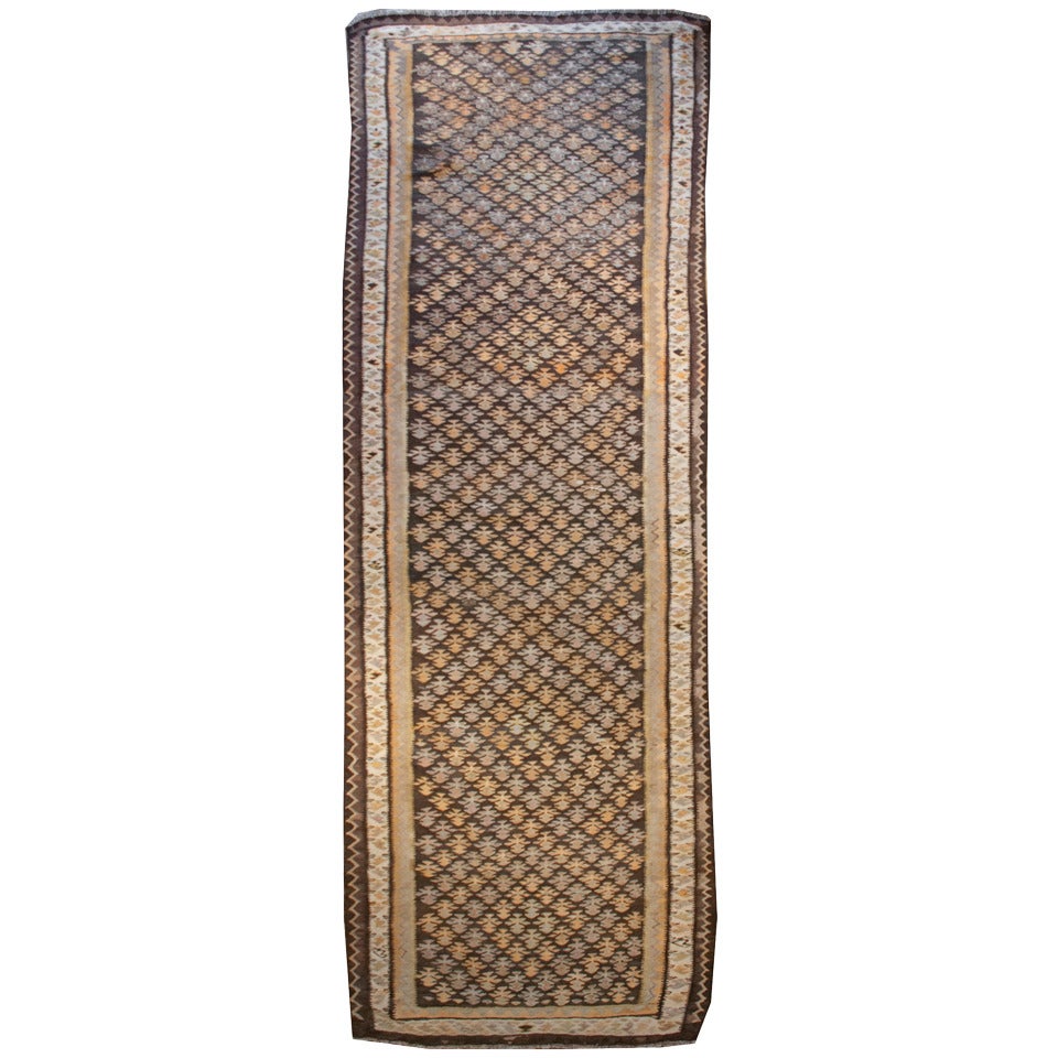 Early 20th Century Qazvin Kilim Runner For Sale