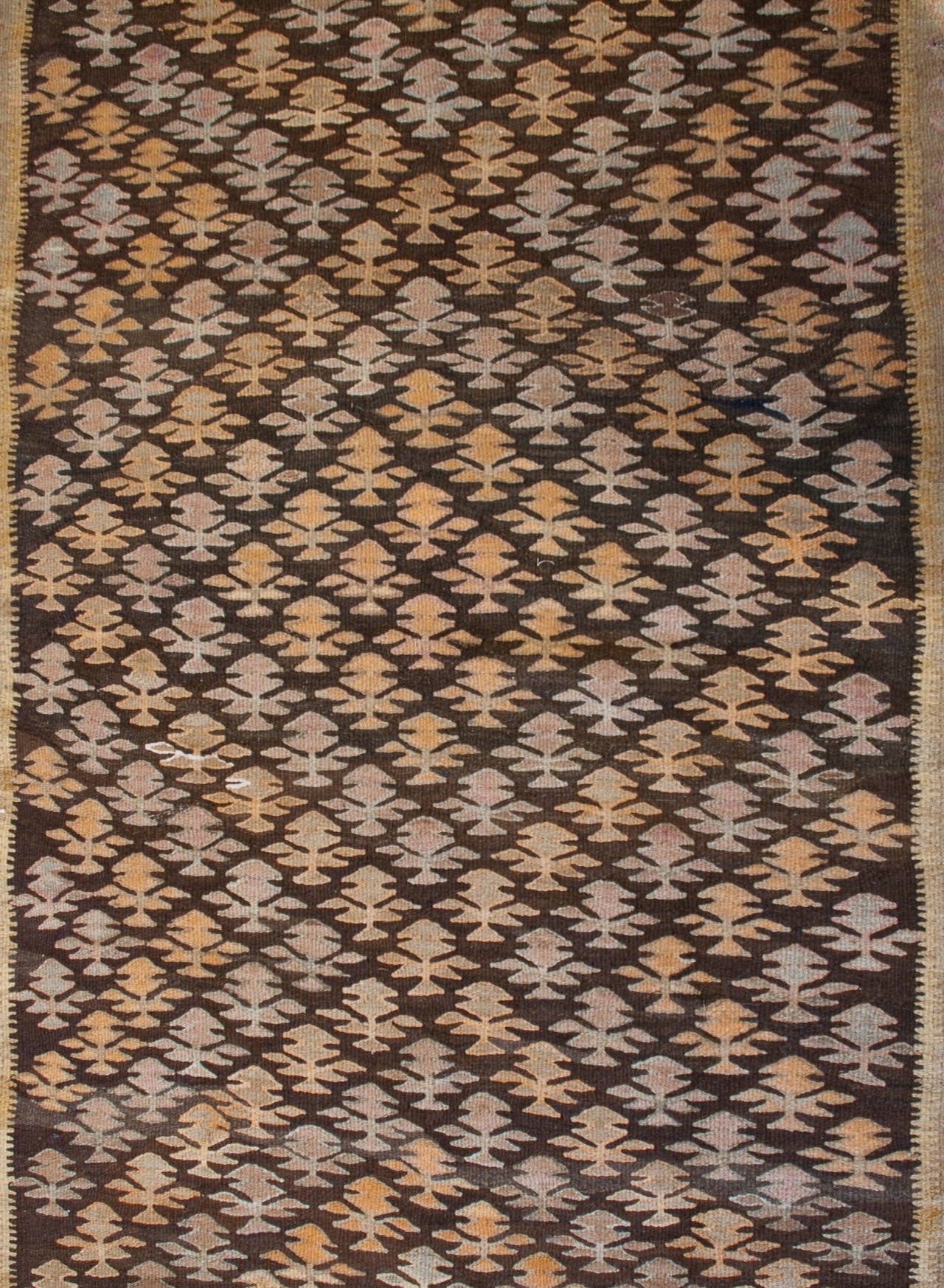 Early 20th Century Qazvin Kilim Runner For Sale