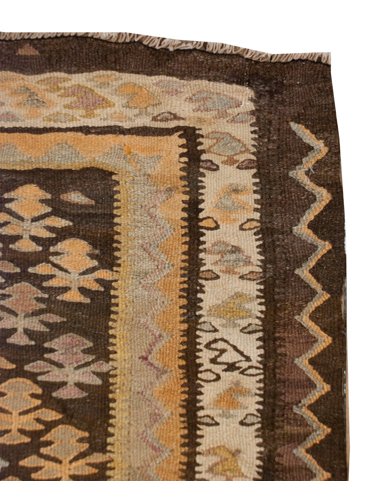 Early 20th Century Qazvin Kilim Runner For Sale