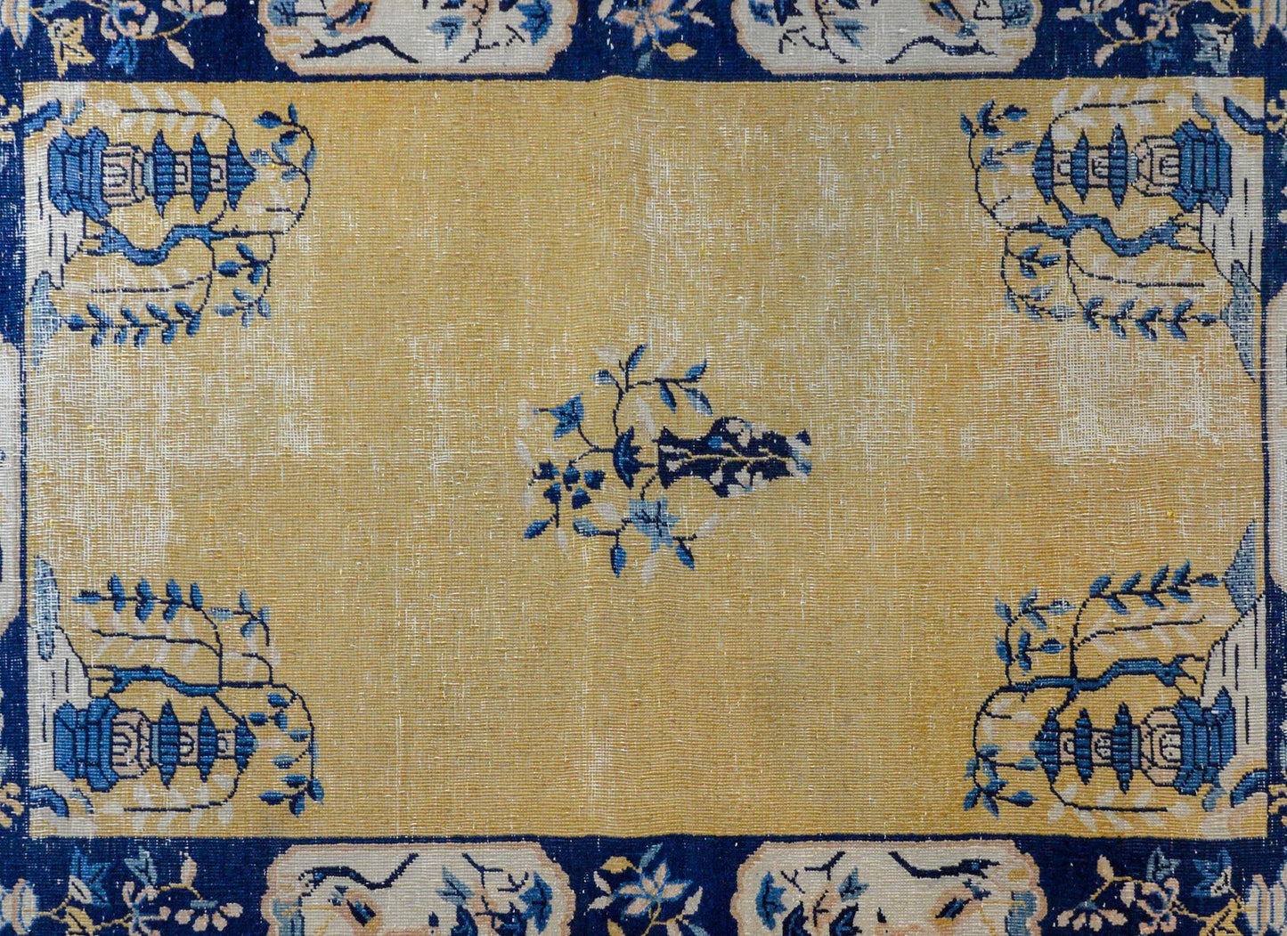 Wonderfully Distressed Chinese Art Deco Rug For Sale