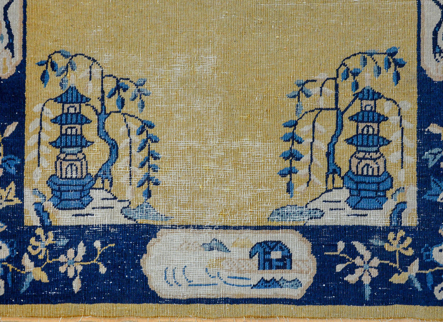 Wonderfully Distressed Chinese Art Deco Rug For Sale