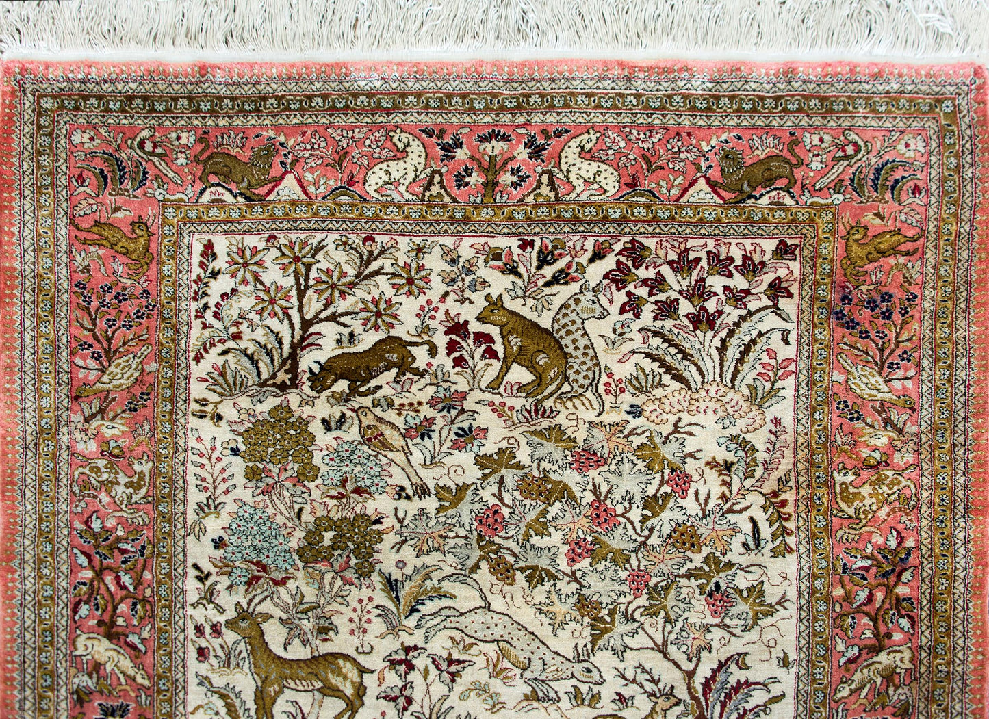 Mid-20th Century Persian Silk Qum Rug For Sale
