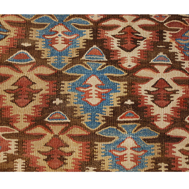 Early 20th Century Persian Qazvin Kilim Runner For Sale