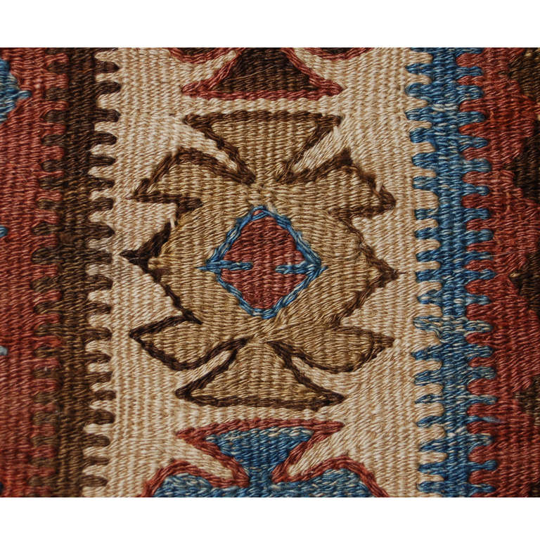 Early 20th Century Persian Qazvin Kilim Runner For Sale
