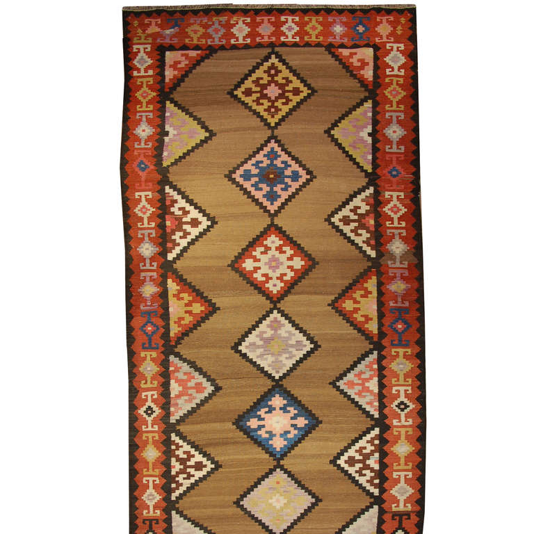 Early 20th Century Persian Zarand Kilim Runner For Sale