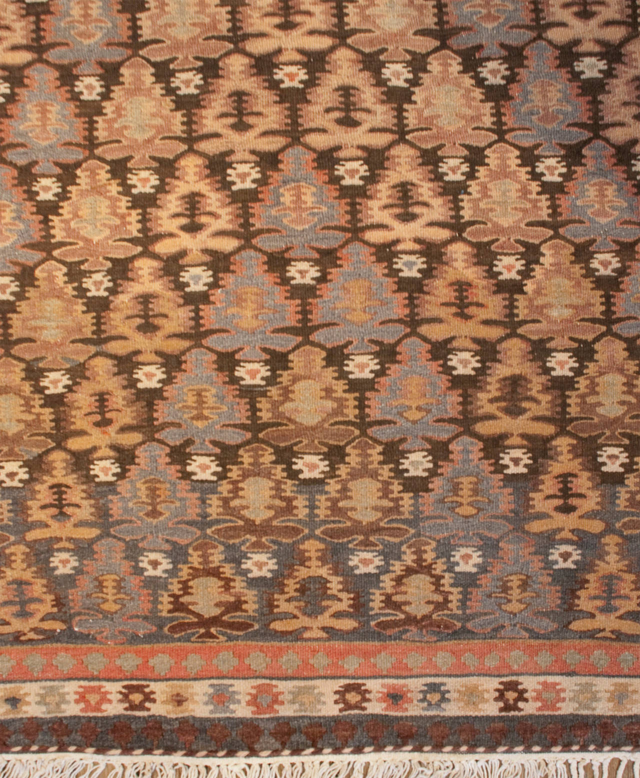 Early 20th Century Qazvin Kilim Runner For Sale