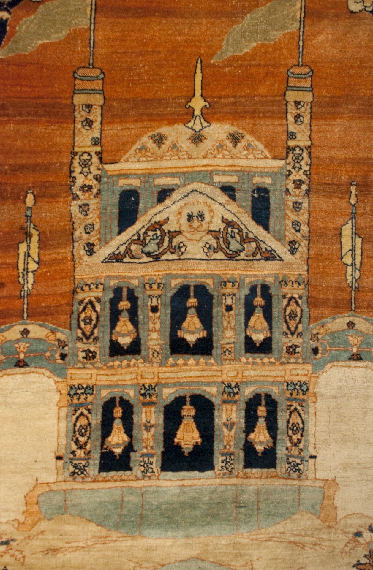 19th Century Haji Jalili Tabriz Pictorial Prayer Rug For Sale