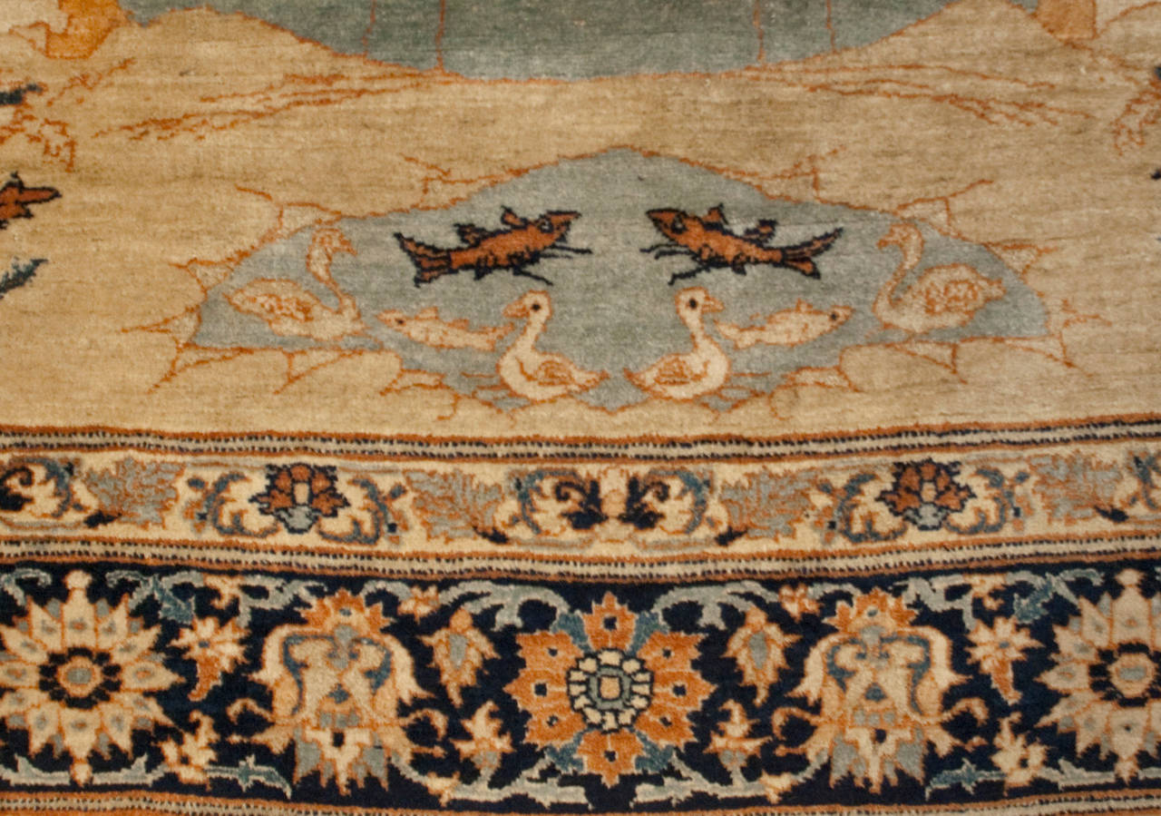 19th Century Haji Jalili Tabriz Pictorial Prayer Rug For Sale
