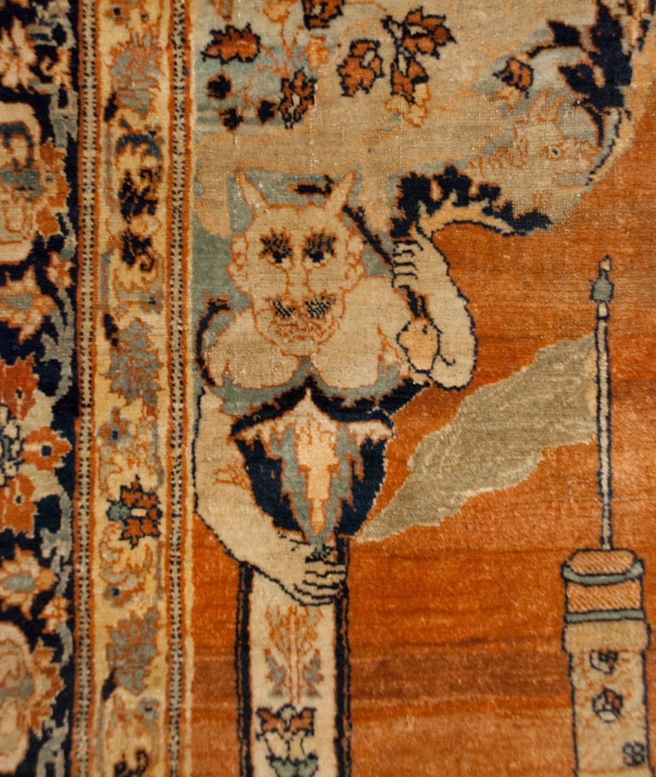 19th Century Haji Jalili Tabriz Pictorial Prayer Rug For Sale
