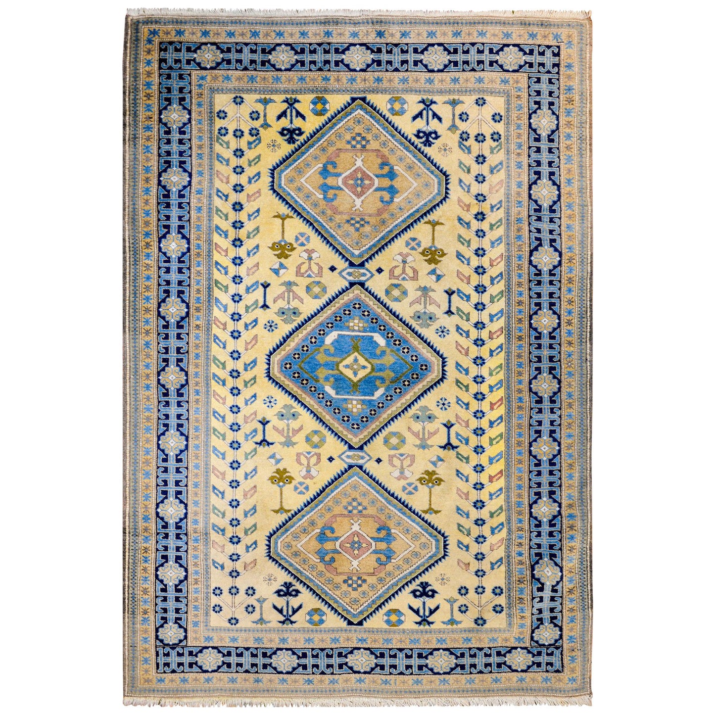 Bold Late 20th Century Afghani Kazak Rug For Sale