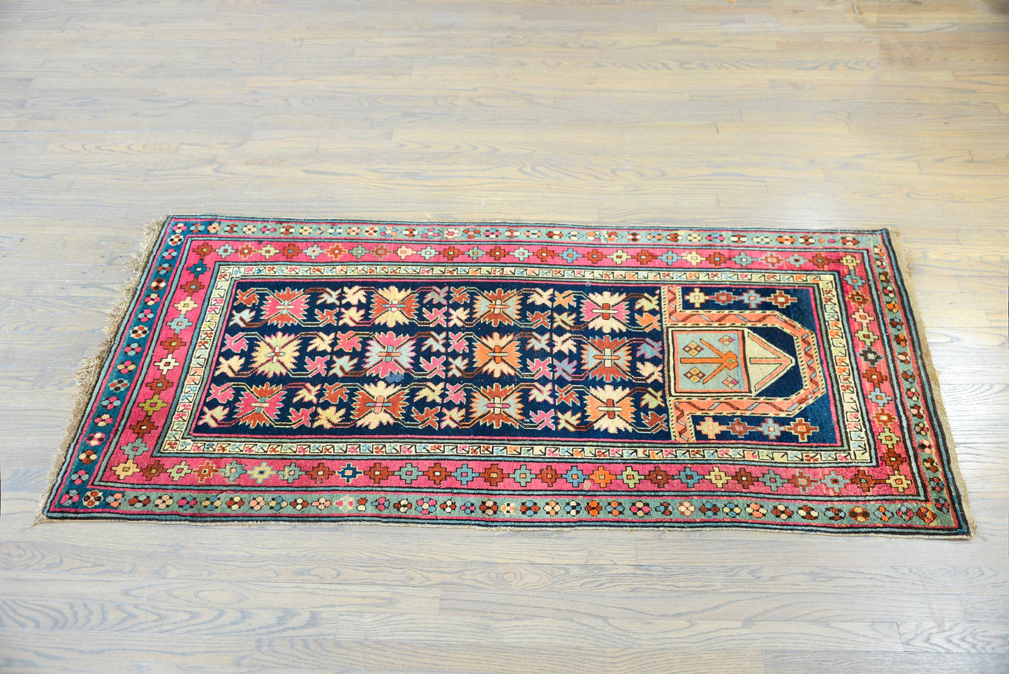 Rare Early 20th Century Persian Ganjeh Prayer Rug For Sale