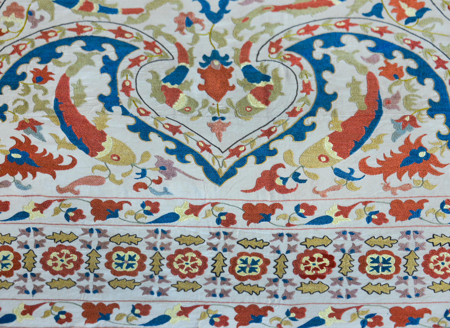 Vintage 'Leaping Fish' Suzani For Sale