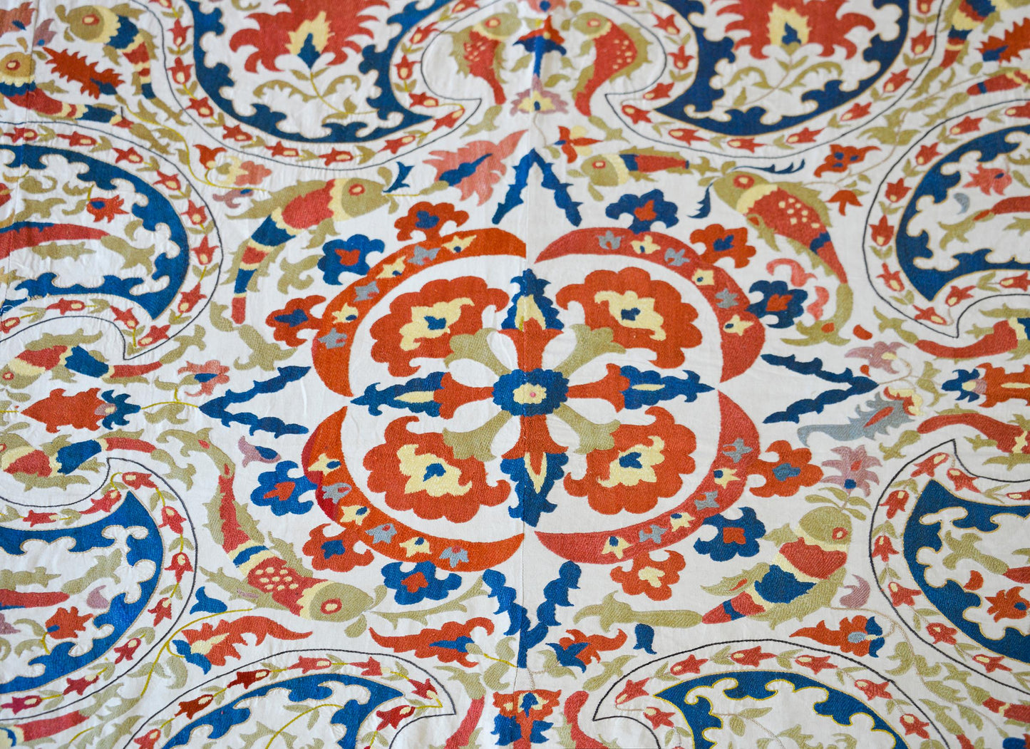 Vintage 'Leaping Fish' Suzani For Sale