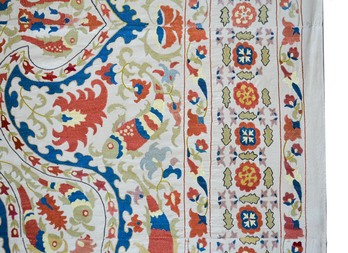 Vintage 'Leaping Fish' Suzani For Sale
