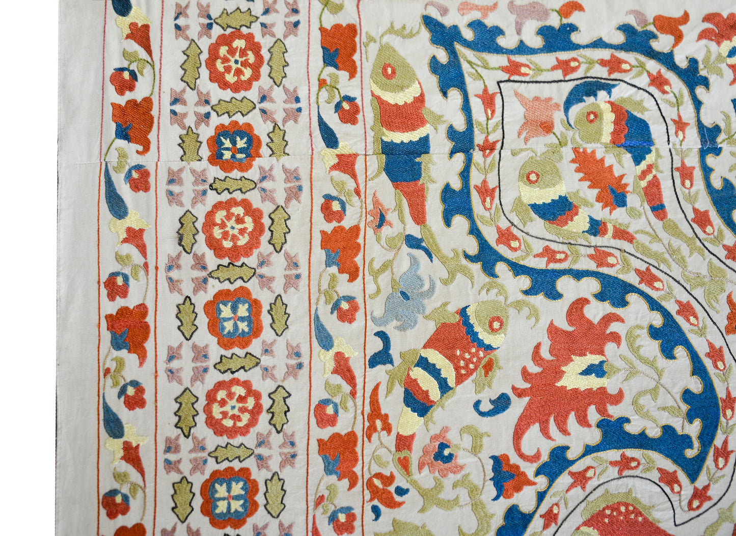 Vintage 'Leaping Fish' Suzani For Sale