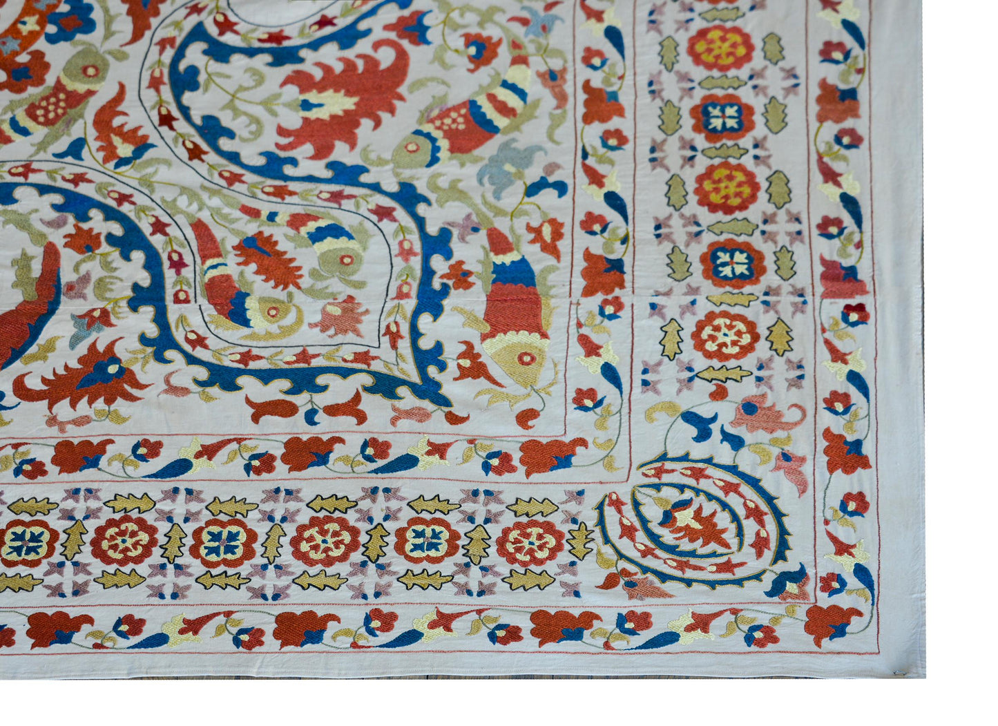 Vintage 'Leaping Fish' Suzani For Sale
