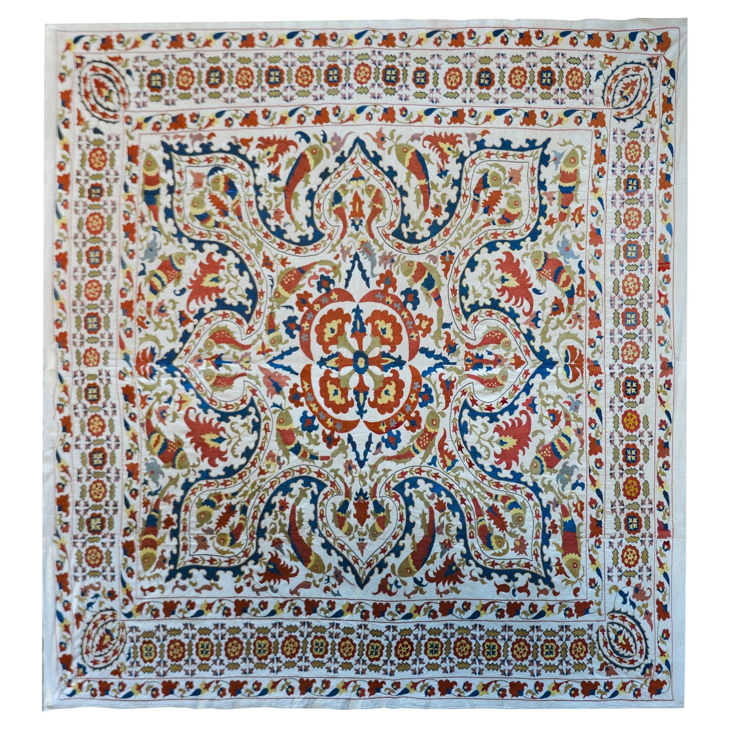 Vintage 'Leaping Fish' Suzani For Sale