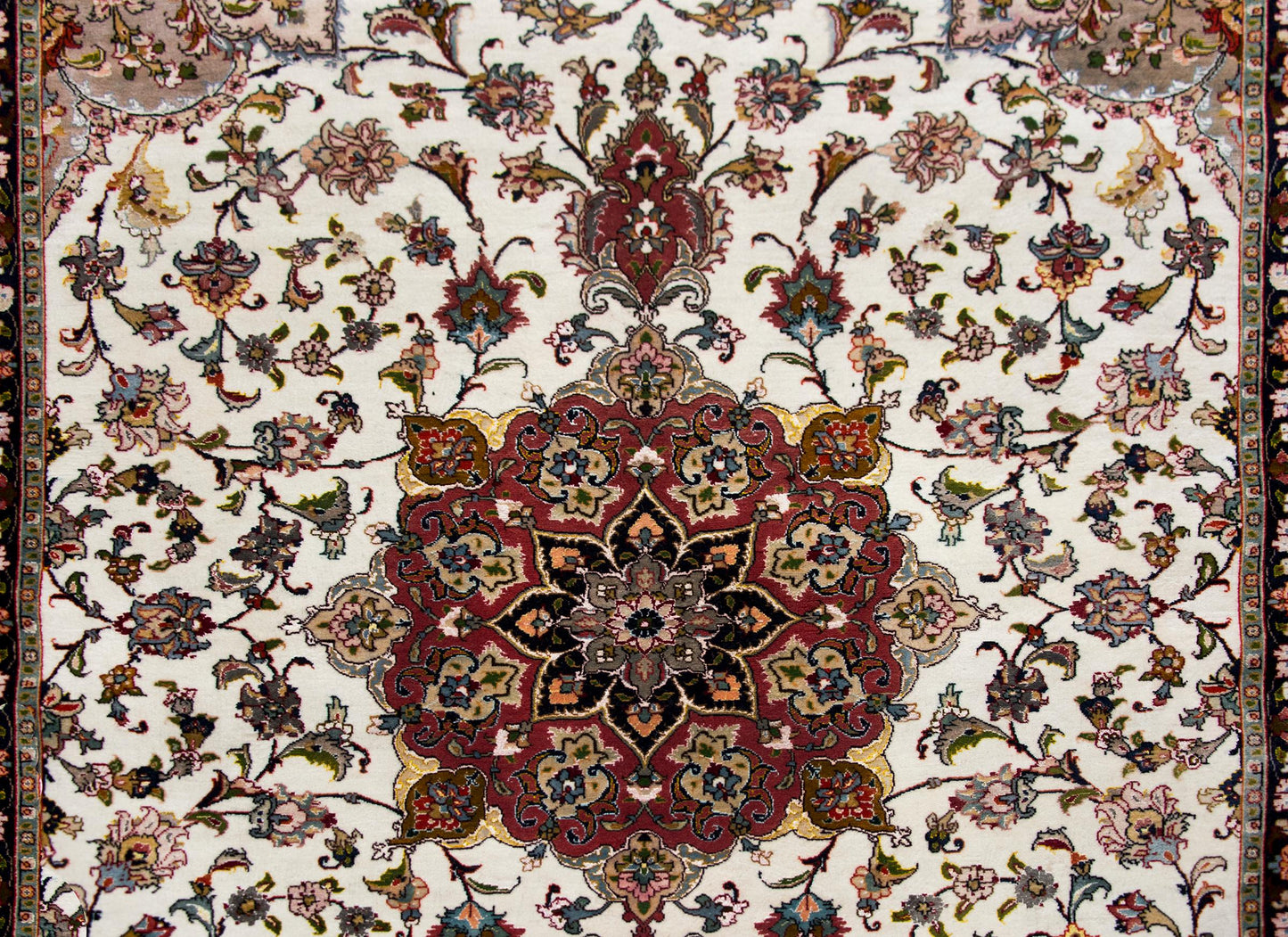 Vintage Persian Silk and Wool Tabriz Rug For Sale