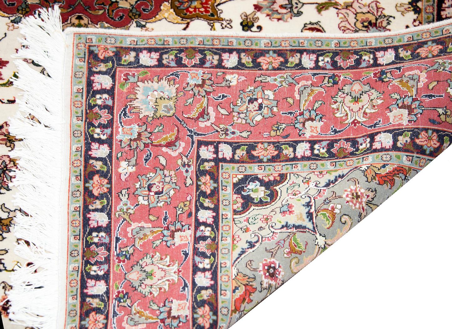 Vintage Persian Silk and Wool Tabriz Rug For Sale