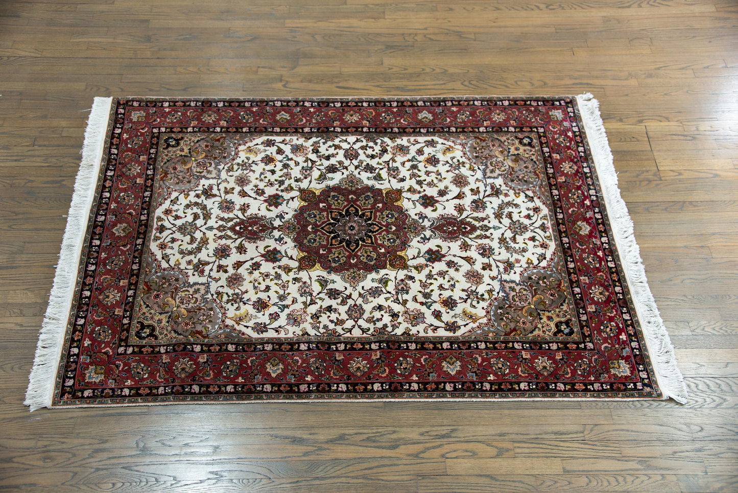 Vintage Persian Silk and Wool Tabriz Rug For Sale