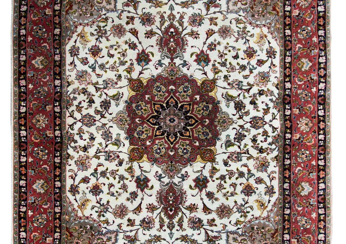 Vintage Persian Silk and Wool Tabriz Rug For Sale