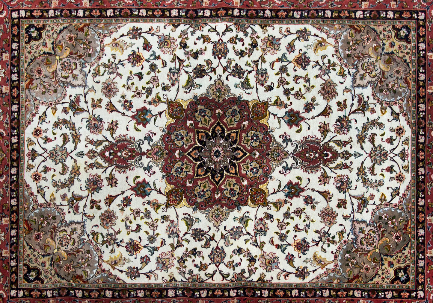 Vintage Persian Silk and Wool Tabriz Rug For Sale