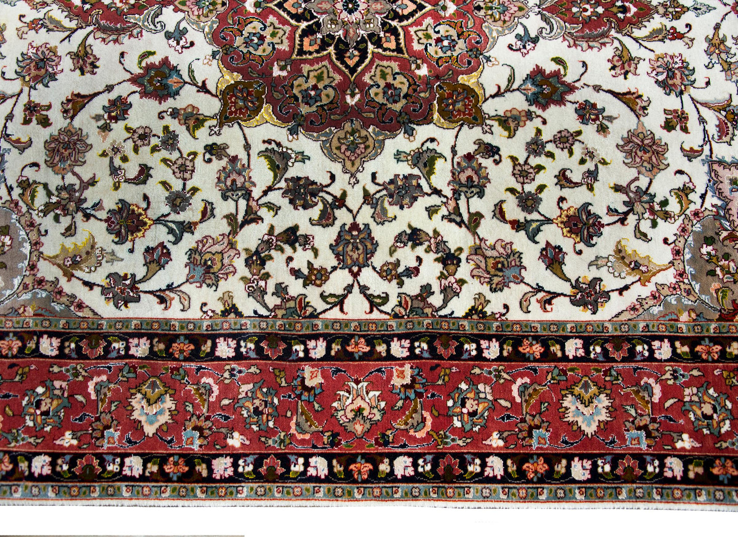 Vintage Persian Silk and Wool Tabriz Rug For Sale