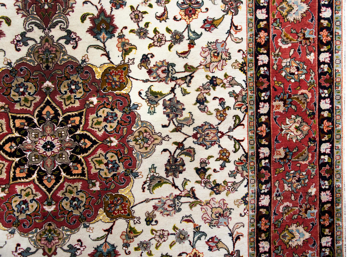 Vintage Persian Silk and Wool Tabriz Rug For Sale