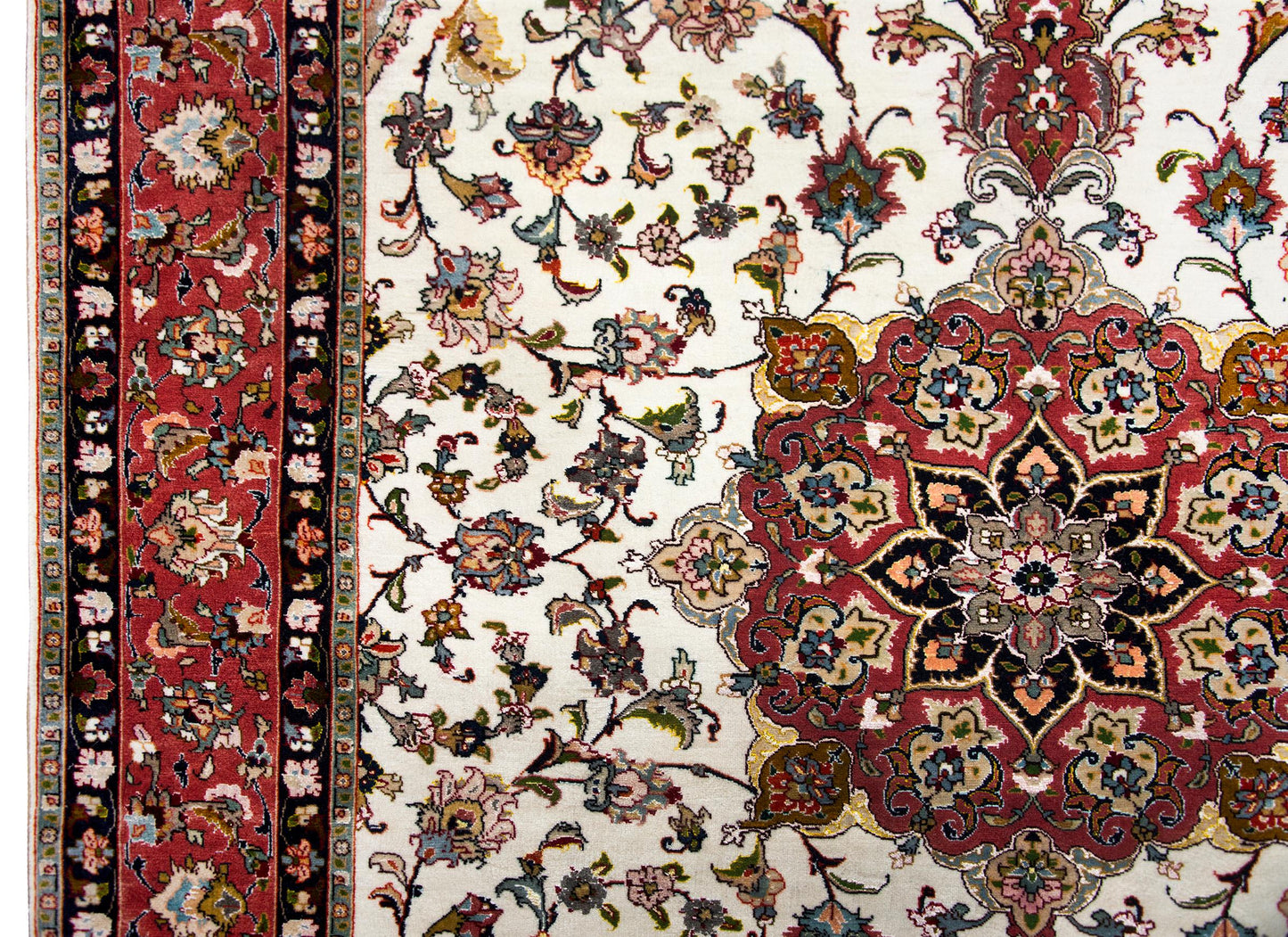 Vintage Persian Silk and Wool Tabriz Rug For Sale