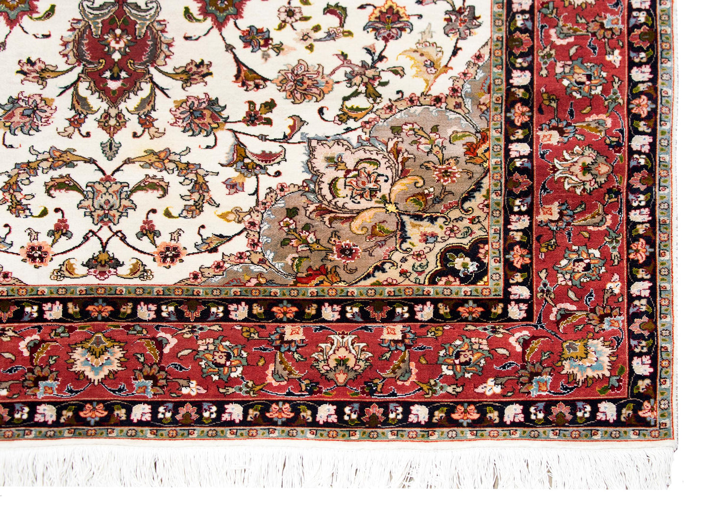 Vintage Persian Silk and Wool Tabriz Rug For Sale