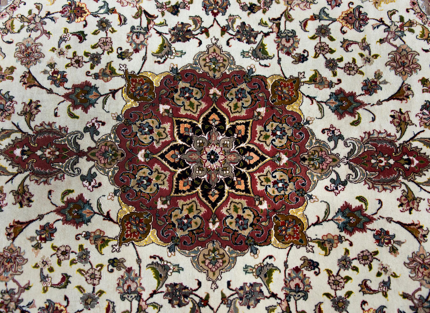 Vintage Persian Silk and Wool Tabriz Rug For Sale