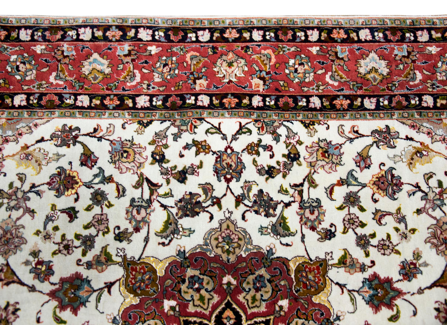 Vintage Persian Silk and Wool Tabriz Rug For Sale