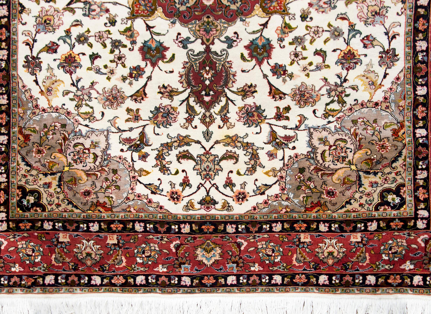 Vintage Persian Silk and Wool Tabriz Rug For Sale