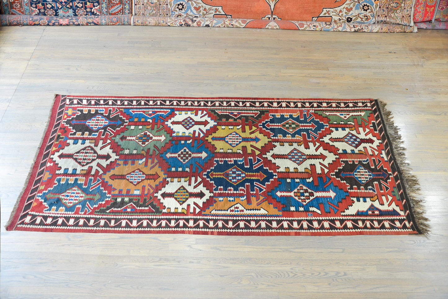 Early 20th Century Kuba Kilim Rug For Sale