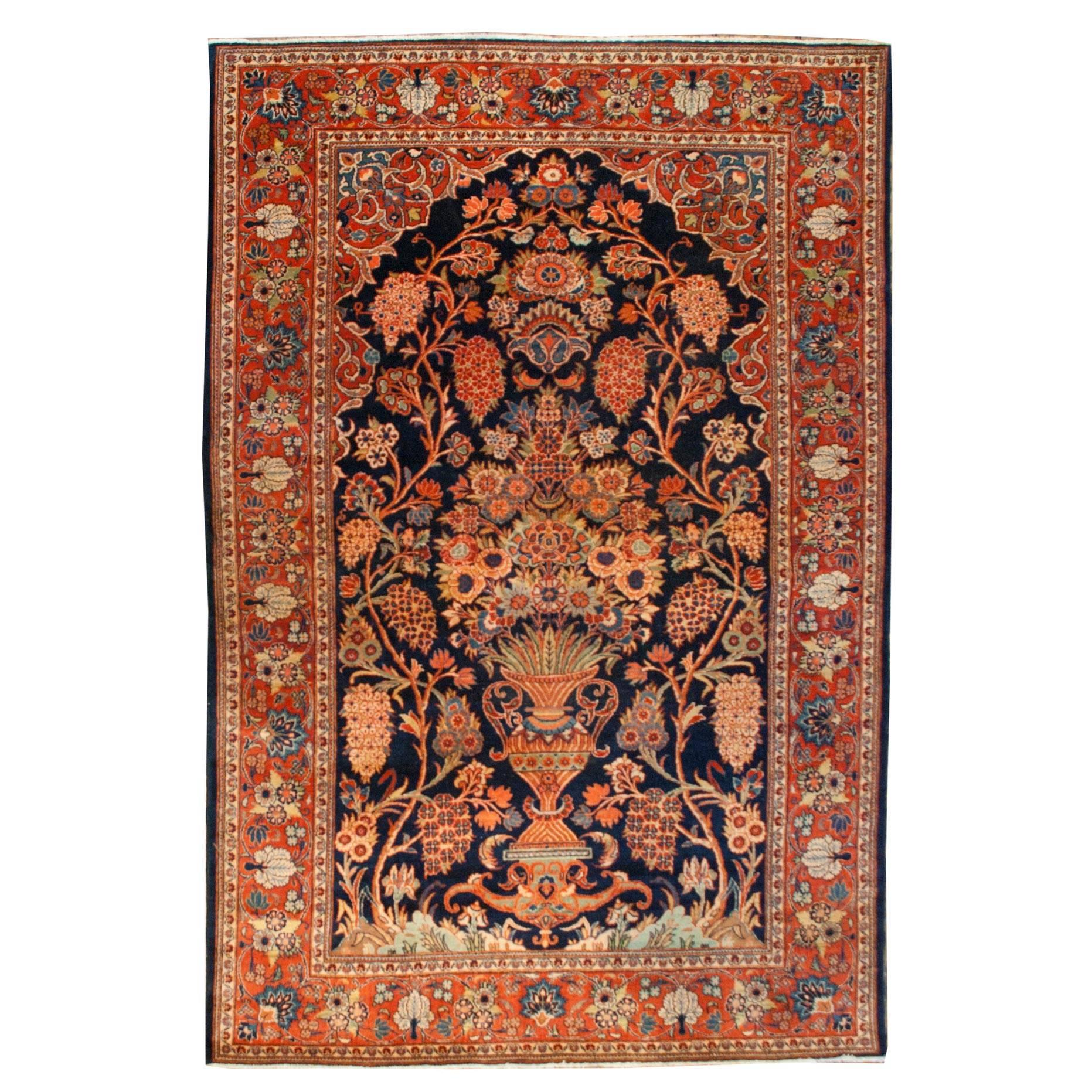 Early 20th Century Kashan Prayer Rug For Sale