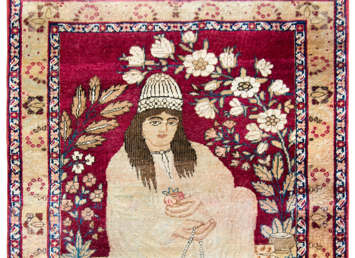 19th Century Pictorial Lavar Kirman Rug For Sale