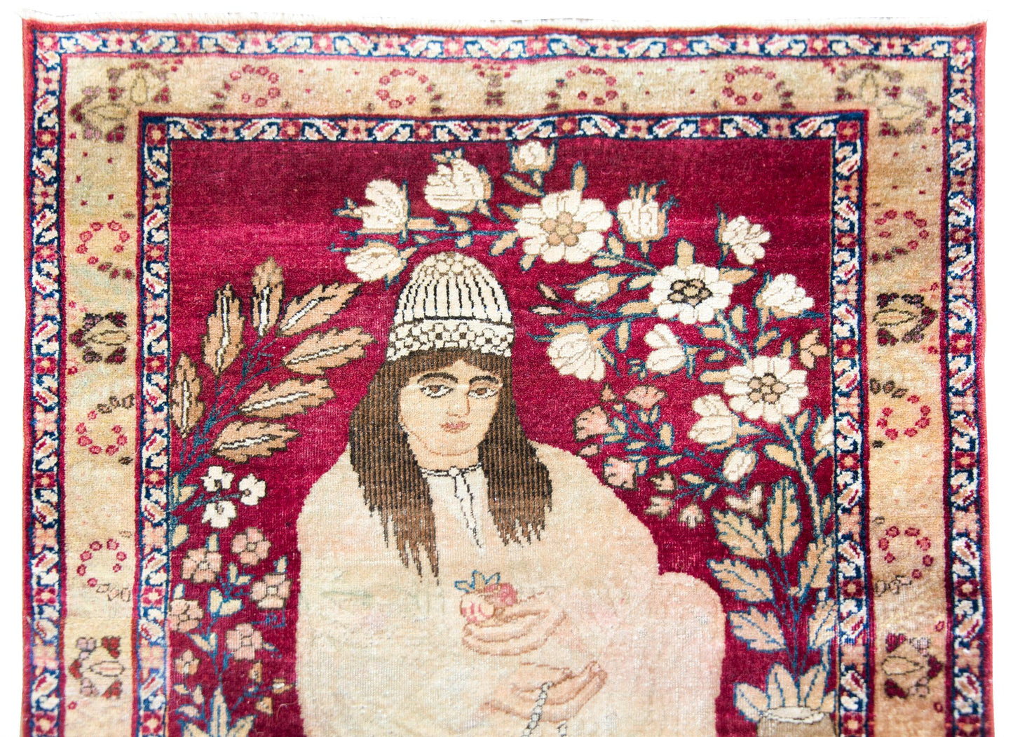 19th Century Pictorial Lavar Kirman Rug For Sale