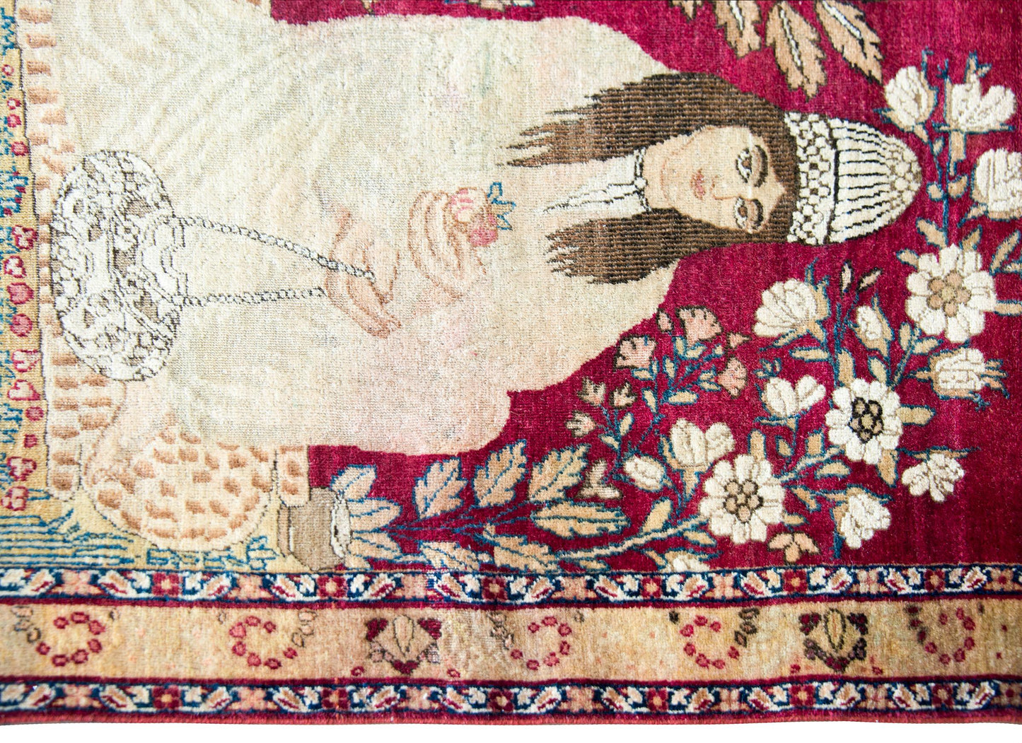 19th Century Pictorial Lavar Kirman Rug For Sale