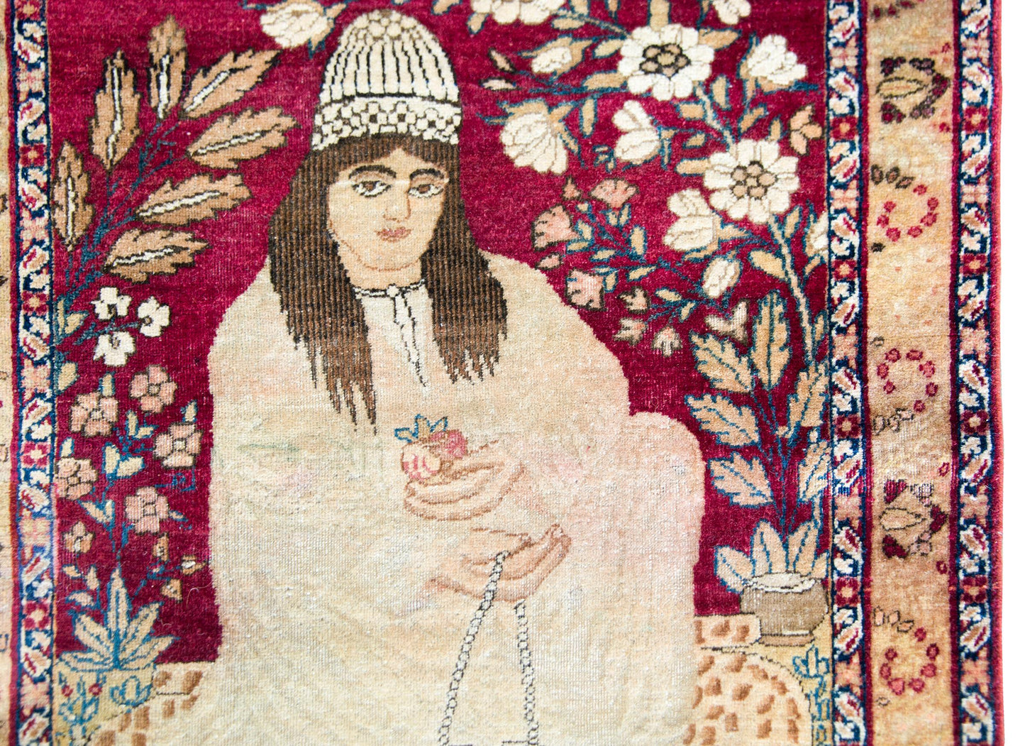 19th Century Pictorial Lavar Kirman Rug For Sale