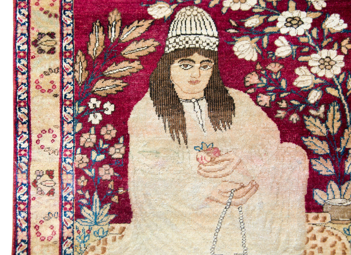19th Century Pictorial Lavar Kirman Rug For Sale