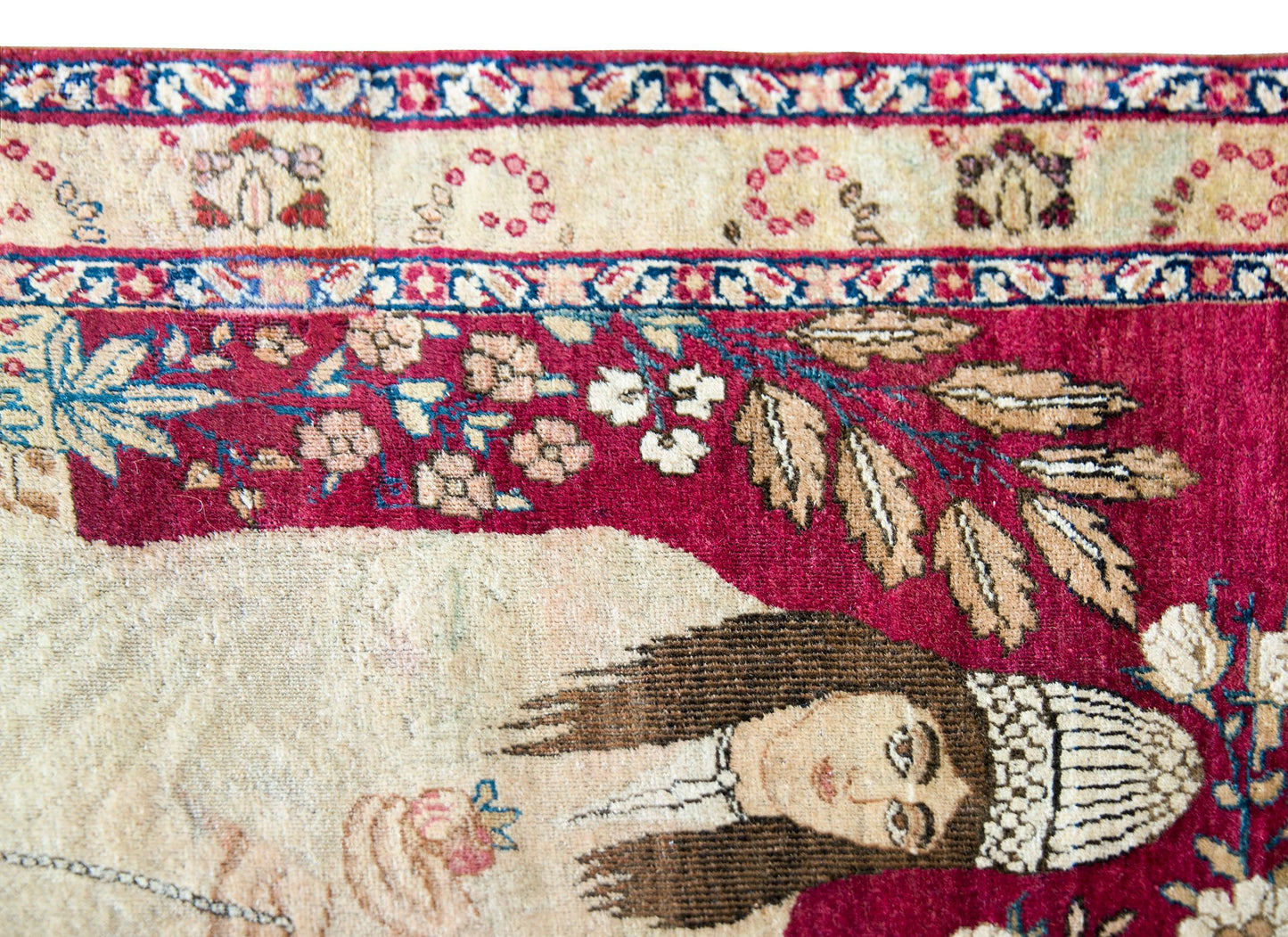 19th Century Pictorial Lavar Kirman Rug For Sale