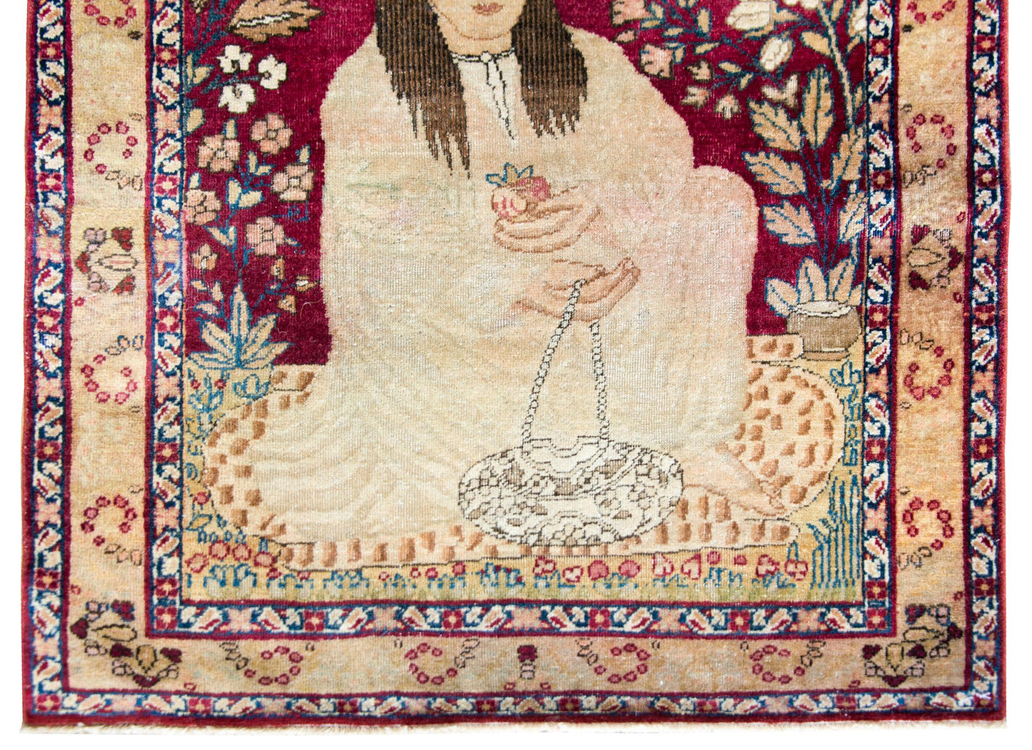 19th Century Pictorial Lavar Kirman Rug For Sale
