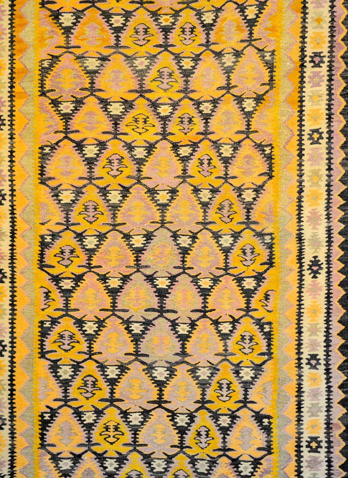 Amazing Mid-20th Century Persian Qazvin Kilim Runner For Sale