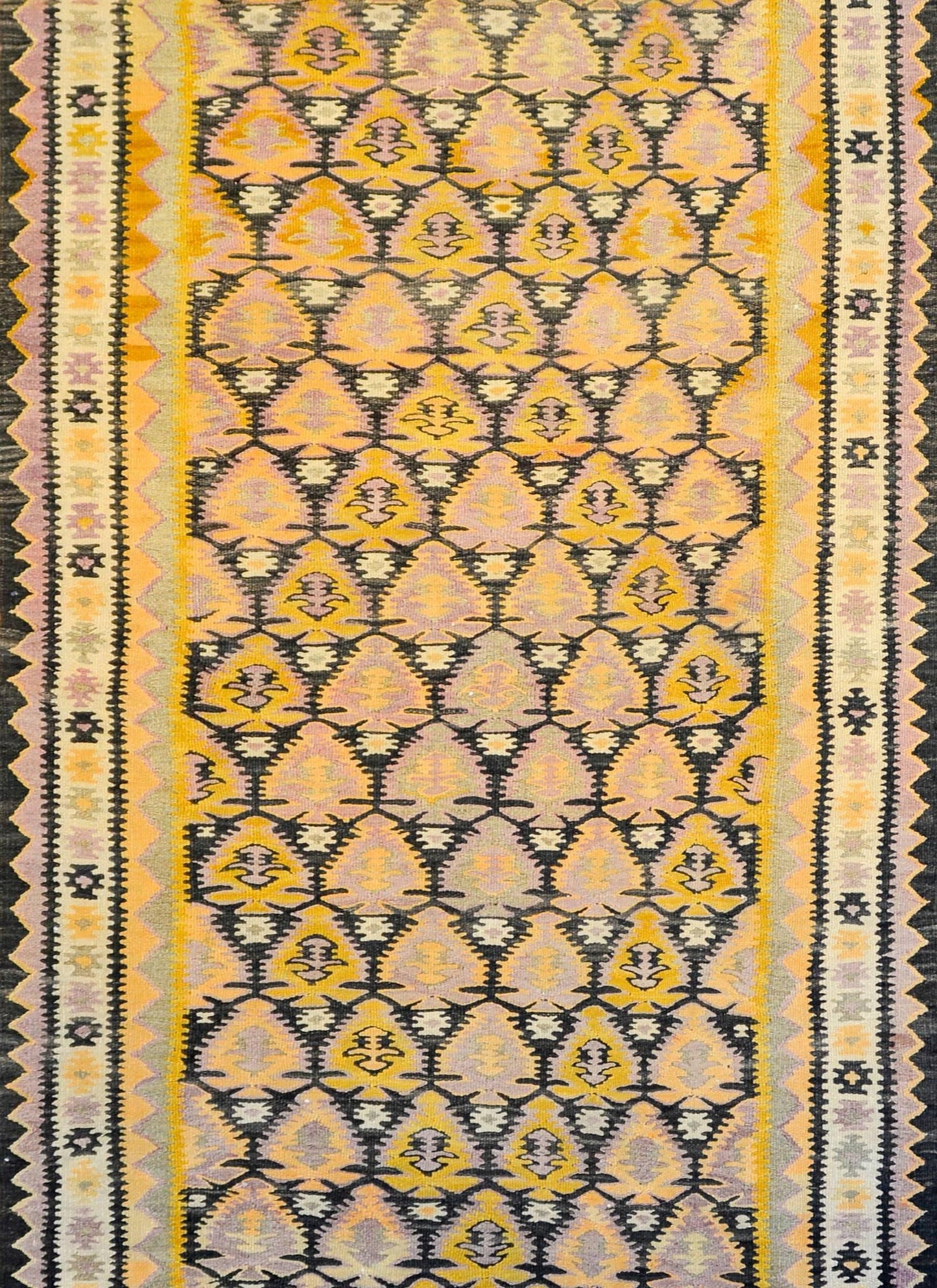 Amazing Mid-20th Century Persian Qazvin Kilim Runner For Sale