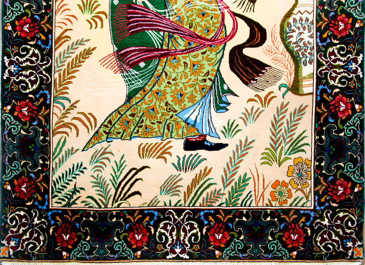 Vintage Pictorial Tabriz Rug For Sale