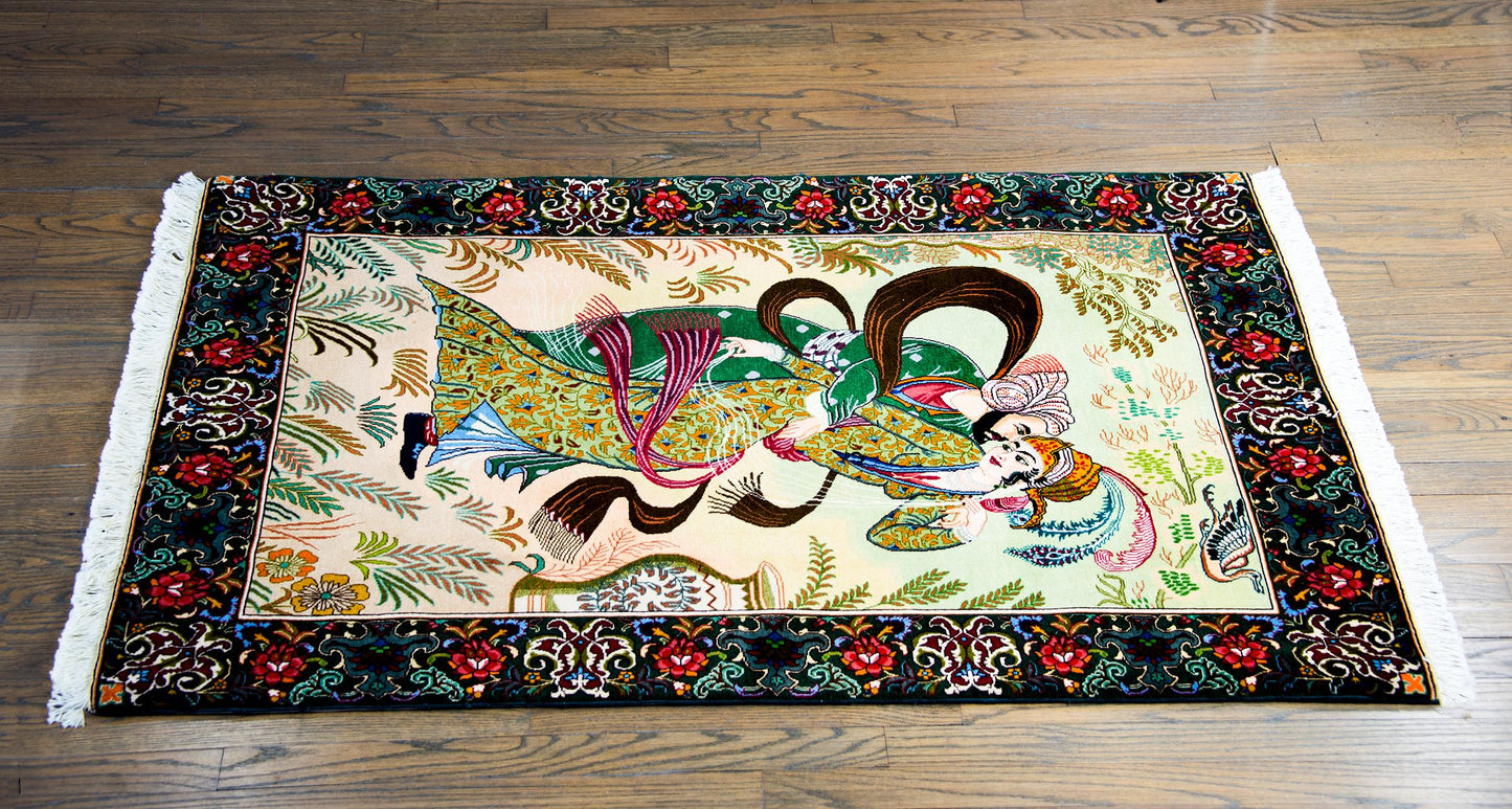Vintage Pictorial Tabriz Rug For Sale