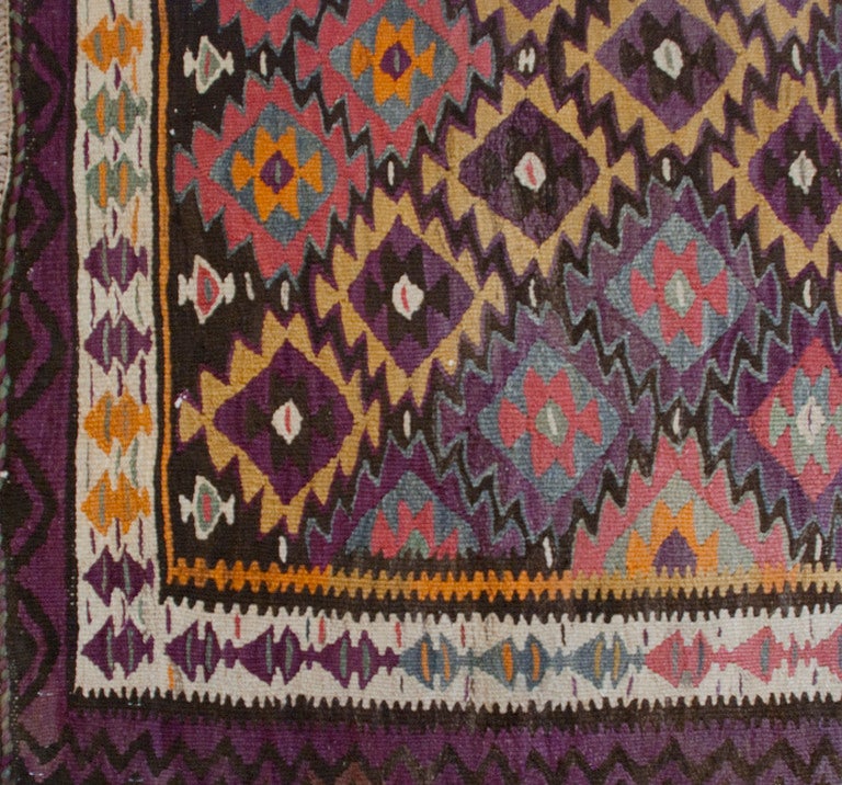 Persian Qazvin Kilim Carpet Runner For Sale