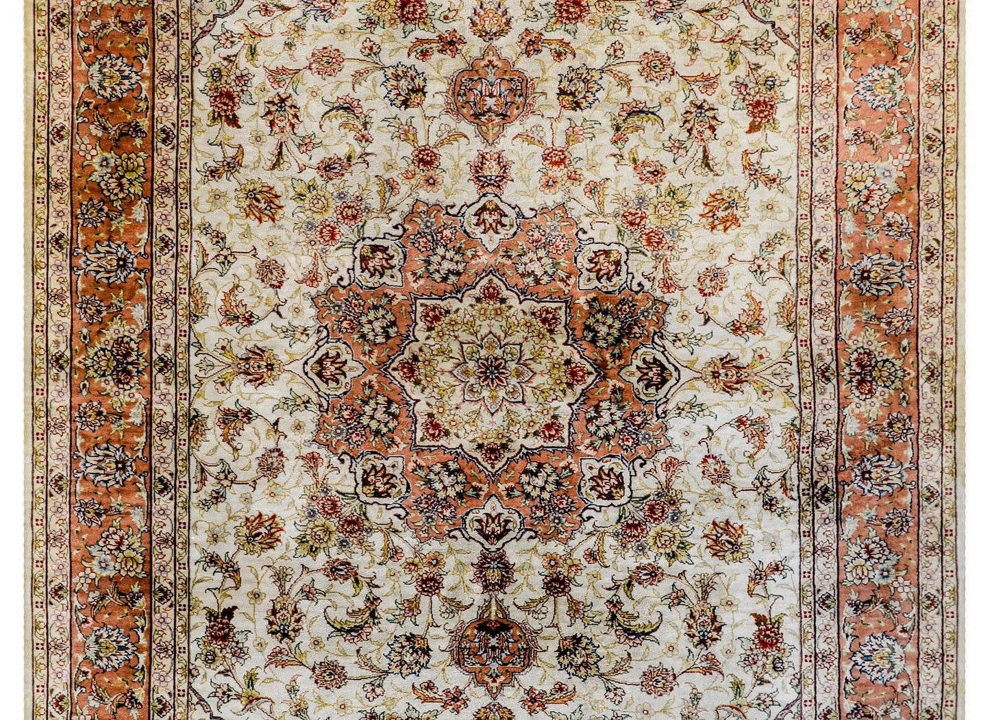 Incredible Vintage Egyptian Silk Tabriz-Style Rug For Sale